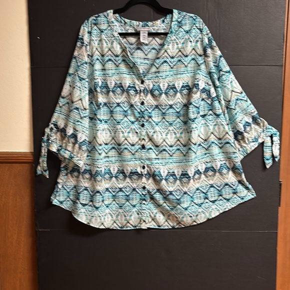 Catherines Button Up Blouse/Top Native American Print Design Size 2X (22/24) - Picture 12 of 12